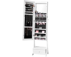 VEVOR Spiegel Sieradenkastje Staande Spiegel met Opbergruimte Passpiegel Wit