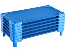 VEVOR Stapelbaar Kinderbed Slaapbed Blauw 6-delig 102x57x15cm Kinderligstoel