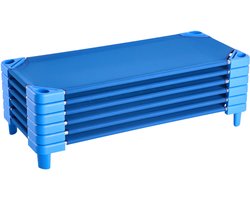 VEVOR Stapelbaar Kinderbed Slaapbed Blauw 6-delig 130x57x15cm Kinderligstoel
