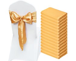 VEVOR Stretch Stoel Sjerpen Met Spandex Strikken, Stoelhoezen en Stretch Stoel Sjerpen, Elastische Stoelbanden, Bijpassende Stoeldecoratie voor Bruiloften, Feesten en Vieringen,50 Stuks, Goud