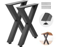 VEVOR Tafelbenen, 750 X 600 mm (H X B) Stalen Meubelbenen, Modulaire Ontwerp, Makkelijk Monteren, 1000 kg Max Belasting Zwaar Gebruik, voor Home Office Bureau, Koffie Diner Bar Tafels, Werkbank, 2 Stuks, X-Ramen, Zwart