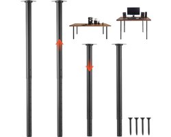VEVOR Tafelpoten, Set van 4, Meubelpoten 60–100 cm In Hoogte Verstelbaar, Tafelpoten Max. 544 Kg, Telescopische Poten van Koolstofstaal, voor Bureaus, Salontafels, Eettafels, Werkbanken, Ronde