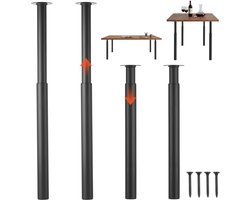 VEVOR Tafelpoten, Set van 4, Meubelpoten 71–110 cm in Hoogte Verstelbaar, Tafelpoten Max. 544 Kg, Telescopische Poten van Koolstofstaal, voor Bureaus, Salontafels, Eettafels, Werkbanken, Ronde