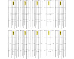 VEVOR Tomatenkooien, 30x30x117cm, Set van 10 Vierkante Plantensteunkooien, Zware Tomatentorens van Zilver PVC Gecoat Staal voor Het Klimmen van Groenten, Planten, Bloemen en Fruit