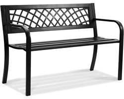 VEVOR Tuinbank Terrasbank van Metaal, 1163MM Parkbank Rustbank 218KG Draagvermogen, 3 Persoons Tuin- en Parkbank met Rugleuning en Armleuningen, Vintage Bank voor Tuin, Park, Binnenplaats, Veranda