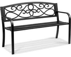 VEVOR Tuinbank Terrasbank van Metaal, 127 CM Parkbank Rustbank 250KG Draagvermogen, 3-Persoons Tuin- en Parkbank met Rugleuning en Armleuningen, Vintage Bank voor Tuin, Park, Tuin, Veranda