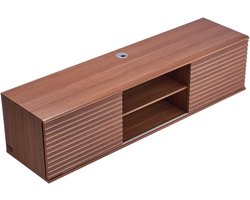 VEVOR TV-meubel met Schuifdeuren Hangende TV-kast Wandmontage 152cm, Walnoot