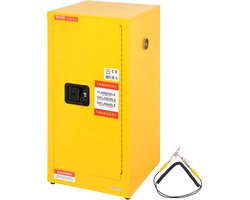 VEVOR Veiligheidskast voor Brandbare Vloeistoffen, Enkele Deur En Handmatige Sluiting, Geel, voor Gevaarlijke Opslag, 900 X 460 X 460 mm