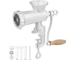 VEVOR Vleesmolen Handmatig 5/8 mm Snijplaten, Vleesmolen Keukenhulpen incl. 3 Worstvulbuizen & Duwstang Vleesmachine Vleesmolen Gehakt Worstvuller Gemakkelijk Schoon te Maken Vleesmolen