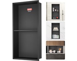 VEVOR Wandnis 10x33,02x63,5cm Douchenis Roestvrijstalen Nis Dubbellaags 100% Waterdichte Nismontage 0-40°C Bedrijfstemperatuur 92° Binnenhoekontwerp Ideaal voor Badkamers Slaapkamer Studeerkamer