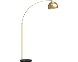 Veya Vloerlamp Goud - Vloerlampen woonkamer - Booglamp - Verstelbare hoogte en lengte - 180cm hoog - Marmeren voet - Elegant