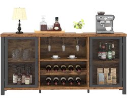 VH Supplies® Nagel Afzuiger - Barkast - Drankkast - Barmeubel - Vintage - 140 x 35 x 76 cm - Bruin/Zwart