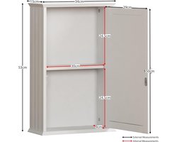 VH Supplies® Spiegelkast Badkamer - Badkamerkast met Spiegel - Badkamermeubel - 15D x 34B x 53H cm
