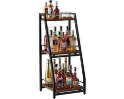 VH Supplies®Drankkast - Wijnkast - Drankenkast - Zwart - 38 x 34 x 80 cm - 3 Laags