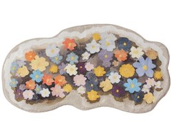 VHV-Decoratief Vloerkleed 40x70 cm - Onregelmatig Vormig Tapijt voor Slaapkamer - Zacht en Wasbaar Bloemenkleed voor Woonkamer - Antislip Vloerkleed