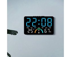 VHV - Digitale klok - LED wandklok met groot display - Tijd, dag, temperatuur en luchtvochtigheid - Voor woonkamer, kantoor en slaapkamer - Oranje weergave