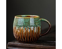 VHV-Mok - Koffiemok - Grote mok - Koffiebeker - 600 ml - Keramiek - Vaatwasserbestendig - Magnetronbestendig - Voor koffie en thee - Modern design - Groen