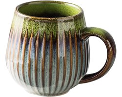 VHV-Mok - Koffiemok - Grote mok - Theemok - Keramiek - Handgemaakte look - Vaatwasserbestendig - Magnetronbestendig - Cadeau idee - Voor kantoor en thuis - Groen