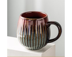 VHV-Mok - Koffiemok - Grote mok - Theemok - Keramiek - Handgemaakte look - Vaatwasserbestendig - Magnetronbestendig - Cadeau idee - Voor kantoor en thuis - Rood