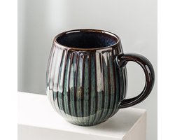 VHV-Mok - Koffiemok - Grote mok - Theemok - Keramiek - Handgemaakte look - Vaatwasserbestendig - Magnetronbestendig - Cadeau idee - Voor kantoor en thuis - Blauw