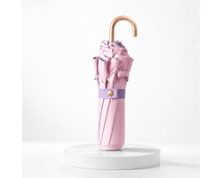 VHV - Parasol - Opvouwbare UV Parasol met Kanten Rand - Roze Zonparaplu voor Bruiloft, Wandeling en Regen