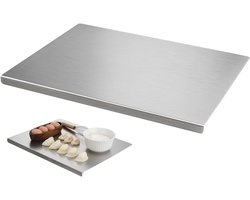 VHV - Snijplank - RVS Metalen Snijplank 50 x 40 cm - Hygiënisch & Vaatwasserbestendig - Voor Vlees, Groenten & Fruit - Zilver