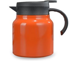VHV - Theepot - Waterkoker - Thermoskan - Isoleerkan - Theepot met filter - 800 ml - Dubbelwandig - RVS - 12 uur warm - Voor reizen en camping - Oranje
