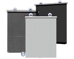 VHV - Verduisterend rolgordijn - Rolgordijn verduisterend - Zonnescherm raam - Met zuignappen - Zonder boren - Thermisch - Voor dakraam en slaapkamer - Set van 3 - Zwart / Zilver / Blauw