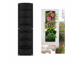 VHV - Verticale Plantenbak 7 Vakken - Hangende Vilten Wandplanter met Metalen Ogen - Voor Balkon, Tuin en Muur