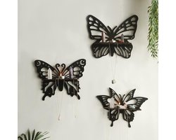 VHV - Wandplank - Hoekplank - Zwevende plank - Vlinder vorm - Houten wanddecoratie - Wandmontage - Voor slaapkamer en woonkamer - Decoratief - Zwart1