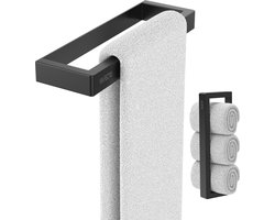 Via Fectio® Handdoekhouder 20 cm Zelfklevend - Zwart - 20*2,5*6,2 cm - Handdoekrek