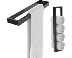 Via Fectio® Handdoekhouder 30 cm Zelfklevend- Handdoekrek - Handdoekenrek - Zwart - 30*2,5*6,2 cm