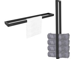 Via Fectio® Handdoekhouder 50 cm Zelfklevend - Zwart - 50*2,5*6,2 cm - Handdoekrek