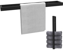 Via Fectio® Handdoekhouder Mat Zwart - Handdoekrek - Boren - Badkamer - RVS - 40 CM