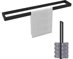 Via Fectio® Handdoekhouder Mat Zwart - Handdoekrek - Boren - Badkamer - RVS - 50 CM