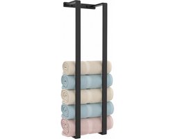 Via Fectio® Handdoekrek Badkamer Zwart - RVS Handdoekenrek Wandmontage - Handdoekhouder Muur - Mat Zwart - 70 x 20 x 14 cm