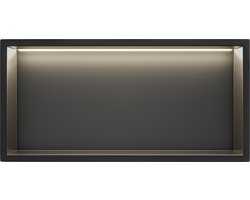 Via Fectio® Inbouwnis - Inbouwnis Badkamer - Met LED Verlichting - 30x60x10 cm - Mat Zwart RVS