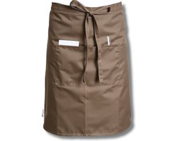 Viamart® - Professionele Horeca Sloof - Horeca Schort - Bistroschort - Heupschort - Bedieningsschort - Serveerschort - Oberschort - Kokssloof - Unisex Man & Vrouw - Maat: One Size Fits All - Wasbaar op 60° - Kleur: Taupe