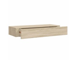 viaXL Wandschap | Wandplank | Zwevend schap met lade 60x23,5x10 cm MDF eikenkleurig