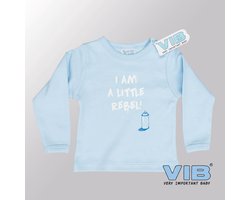 VIB® - Baby T-Shirt I am a Little Rebel (Blauw)-(0-3 mnd) - Babykleertjes - Baby cadeau - zwangerschap aankondiging - geboorte cadeau