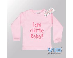 VIB® - Baby T-Shirt I am a Little Rebel (Roze)-(3-6 mnd) - Babykleertjes - Baby cadeau - zwangerschap aankondiging - geboorte cadeau