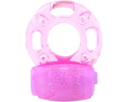 Vibrerende Cockring, voor de man, rekbaar - roze