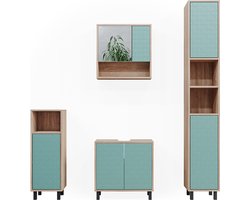 Vicco Agasta Badkamermeubel set – 4 delen, met hoge kast en ladekast Mintgroen