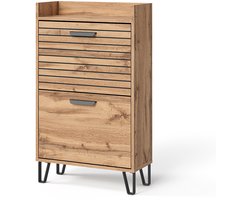 Vicco Amber Schoenenkantelaar – 59.8 x 100 cm met 2 compartimenten Eiken Wotan