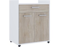 Vicco Ansel Rolcontainer – 60 x 40 cm met laden Wit/Sonoma