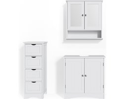 Vicco Badkamermeubel set Bianco, Wit, 3-delig