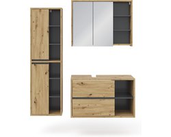 Vicco Badkamermeubel set Viola, Artisanaal eiken, 3-delig