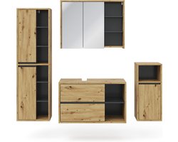 Vicco Badkamermeubel set Viola, Artisanaal eiken, 4-delig