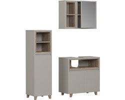 Vicco Badkamermeubelset Elnor, Grijs, 3-delig