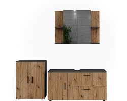 Vicco Badkamermeubelset Irma, Antraciet/Artisanaal eiken, 3 delen